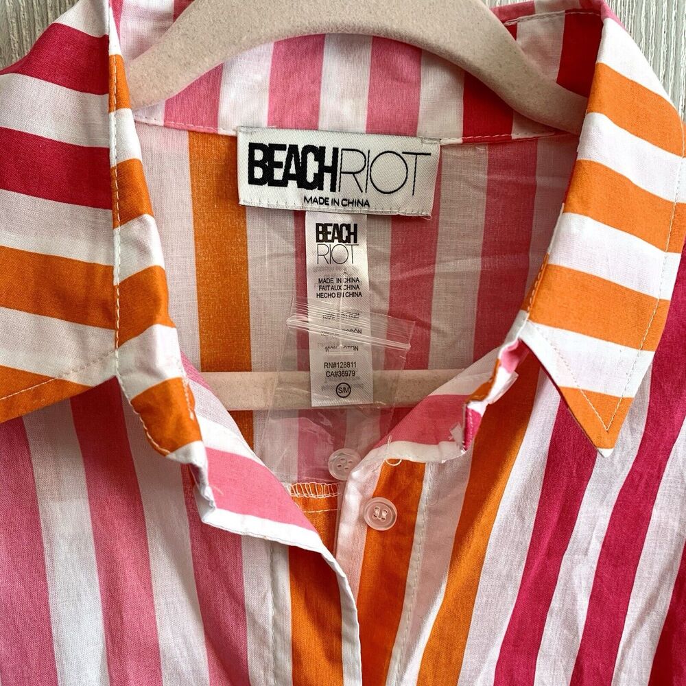 Beach Riot Alexa Top Sunset Stripes Pink Orange Swim Coverup S/M NWOT - Picture 4 of 5